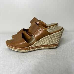 Etienne Aigner Brown Wedge Jute Espadrille Sandals